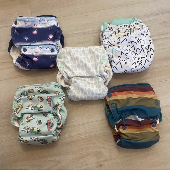 Grovia Double Lined All in one Colorful Patterned Cloth Diapers Set - Picture 2 of 12
